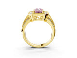 Yellow gold Fancy Pink Emerald Cut Halo Diamond Engagement Ring with Pave Split Shank and Four-Prong Setting_3