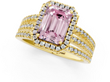 Yellow gold Fancy Pink Emerald  Cut Halo Diamond Engagement Ring with Split Shank and Four-Prong Setting_21