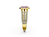 Yellow gold Fancy Pink Emerald  Cut Halo Diamond Engagement Ring with Split Shank and Four-Prong Setting_22