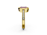 Yellow gold Fancy Pink Emerald  Cut Halo Diamond Pave Band Ring with Four-Prong Setting_47