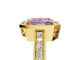 Yellow gold Fancy Pink Emerald  Cut Halo Diamond Pave Band Ring with Four-Prong Setting_50