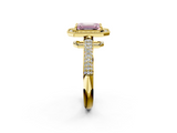 Yellow gold Fancy Pink Emerald  Cut Halo Diamond Pave Band with Four-Prong Setting_40