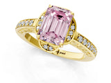 Yellow gold Fancy Pink Emerald  Cut Halo Diamond Ring with Channel Set Band and Four-Prong Setting_33