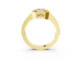 Yellow gold Fancy Pink Emerald  Cut Halo Diamond Ring with Pavé Band and Milgrain Prong Setting_35