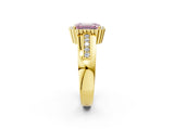 Yellow gold Fancy Pink Emerald  Cut Halo Pave Band Four-Prong Ring_51