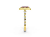 Yellow gold Fancy Pink Emerald  Cut Halo Pave Split Shank Prong Setting Ring_34