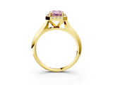 Yellow gold Fancy Pink Emerald  Cut Halo Solitaire Engagement Ring with Square Band and Four-Prong Setting_135