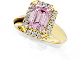 Yellow gold Fancy Pink Emerald  Cut Halo Solitaire Engagement Ring with Square Band and Four-Prong Setting_67