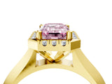 Yellow gold Fancy Pink Emerald  Cut Halo Solitaire Engagement Ring with Square Band and Four-Prong Setting_70