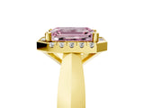 Yellow gold Fancy Pink Emerald  Cut Halo Solitaire Engagement Ring with Square Band and Four-Prong Setting_71