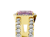 Yellow gold Fancy Pink Emerald  Cut Halo Split Shank Diamond Ring with Four-Prong Setting_49