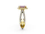 Yellow gold Fancy Pink Emerald  Cut Halo Split Shank Pave Set Ring_64
