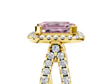 Yellow gold Fancy Pink Emerald  Cut Halo Split Shank Pave Set Ring_67