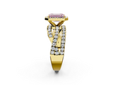Yellow gold Fancy Pink Emerald  Cut Halo Split Shank Prong Setting Ring_63
