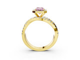 Yellow gold Fancy Pink Emerald  Cut Halo Split Shank Prong Setting Ring_64
