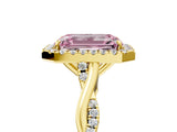 Yellow gold Fancy Pink Emerald Cut Halo Twist Band with Four-Prong Setting_17