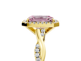 Yellow gold Fancy Pink Emerald  Cut Halo Twisted Band Four-Prong Ring_25