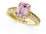 Yellow gold Fancy Pink Emerald  Cut Milgrain Channel Set Engagement Ring with Solitaire Prong Setting_63