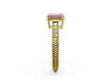 Yellow gold Fancy Pink Emerald  Cut Milgrain Channel Set Engagement Ring with Solitaire Prong Setting_64