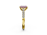 Yellow gold Fancy Pink Emerald  Cut Pavé Band Solitaire Ring with Four-Prong Setting_27