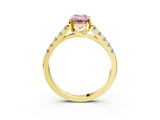 Yellow gold Fancy Pink Emerald  Cut Pavé Band Solitaire Ring with Four-Prong Setting_28