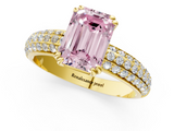 Yellow gold Fancy Pink Emerald  Cut Pave Diamond Engagement Ring with Channel Set Band and Four-Prong Setting_22