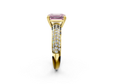 Yellow gold Fancy Pink Emerald  Cut Pave Diamond Engagement Ring with Channel Set Band and Four-Prong Setting_23