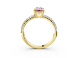 Yellow gold Fancy Pink Emerald  Cut Pave Diamond Engagement Ring with Channel Set Band and Four-Prong Setting_24