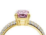 Yellow gold Fancy Pink Emerald  Cut Pave Diamond Engagement Ring with Channel Set Band and Four-Prong Setting_25