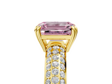 Yellow gold Fancy Pink Emerald  Cut Pave Diamond Engagement Ring with Channel Set Band and Four-Prong Setting_26
