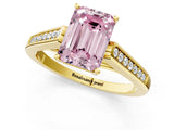Yellow gold Fancy Pink Emerald Cut Solitaire Cathedral Diamond Engagement Ring with Channel-Set Band and Four-Prong Setting_4