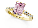 Yellow gold Fancy Pink Emerald Cut Solitaire Diamond Engagement Ring with Pavé Band and Six-Prong Setting_13