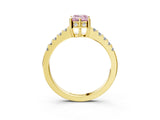 Yellow gold Fancy Pink Emerald Cut Solitaire Diamond Engagement Ring with Pavé Band and Six-Prong Setting_15