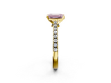 Yellow gold Fancy Pink Emerald  Cut Solitaire Diamond Engagement Ring with Pave Band and Four-Prong Setting_183