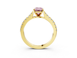 Yellow gold Fancy Pink Emerald  Cut Solitaire Diamond Engagement Ring with Pave Band and Four-Prong Setting_184