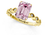 Yellow gold Fancy Pink Emerald Cut Solitaire Diamond Ring with Infinity Twist Band and Four-Prong Setting_1