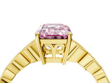 Yellow gold Fancy Pink Emerald Cut Solitaire Diamond Ring with Infinity Twist Band and Four-Prong Setting_4