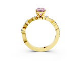 Yellow gold Fancy Pink Emerald  Cut Solitaire Diamond Twisted Band with Pave Setting_51