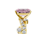 Yellow gold Fancy Pink Emerald  Cut Solitaire Diamond Twisted Band with Pave Setting_53