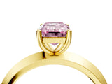 Yellow gold Fancy Pink Emerald  Cut Solitaire Engagement Ring with Flat Band and Four-Prong Setting 4