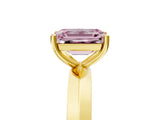 Yellow gold Fancy Pink Emerald  Cut Solitaire Engagement Ring with Flat Band and Four-Prong Setting 5