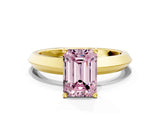 Yellow gold Fancy Pink Emerald  Cut Solitaire Engagement Ring with Flat Band and Four-Prong Setting
