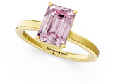 Yellow gold Fancy Pink Emerald  Cut Solitaire Engagement Ring with Four-Prong Setting on a Classic Band_15