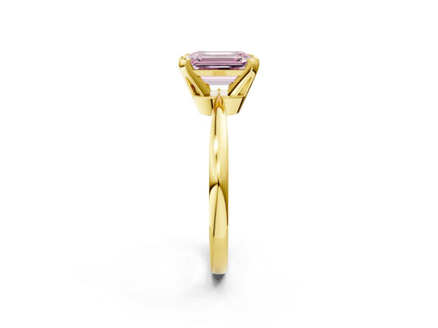 Yellow gold Fancy Pink Emerald Cut Solitaire Engagement Ring with Six-Prong Setting and Tapered Band_2