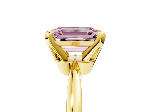 Yellow gold Fancy Pink Emerald Cut Solitaire Engagement Ring with Six-Prong Setting and Tapered Band_5