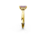 Yellow gold Fancy Pink Emerald  Cut Solitaire Engagement Ring with Tapered Band and Four-Prong Setting 2