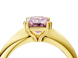 Yellow gold Fancy Pink Emerald  Cut Solitaire Engagement Ring with Tapered Band and Four-Prong Setting 4