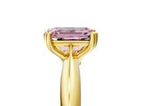 Yellow gold Fancy Pink Emerald  Cut Solitaire Engagement Ring with Tapered Band and Four-Prong Setting 5