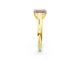 Yellow gold Fancy Pink Emerald Cut Solitaire Engagement Ring with Tapered Band and Four-Prong Setting_5