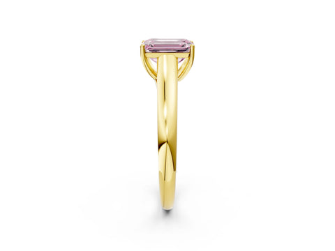 Yellow gold Fancy Pink Emerald Cut Solitaire Engagement Ring with Tapered Band and Four-Prong Setting_5